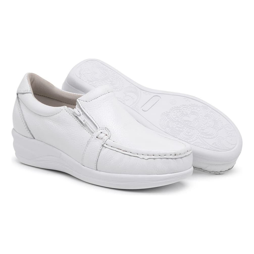 Mocassim Feminino Confortável em Couro Macio com Zíper – Casual e Elegante