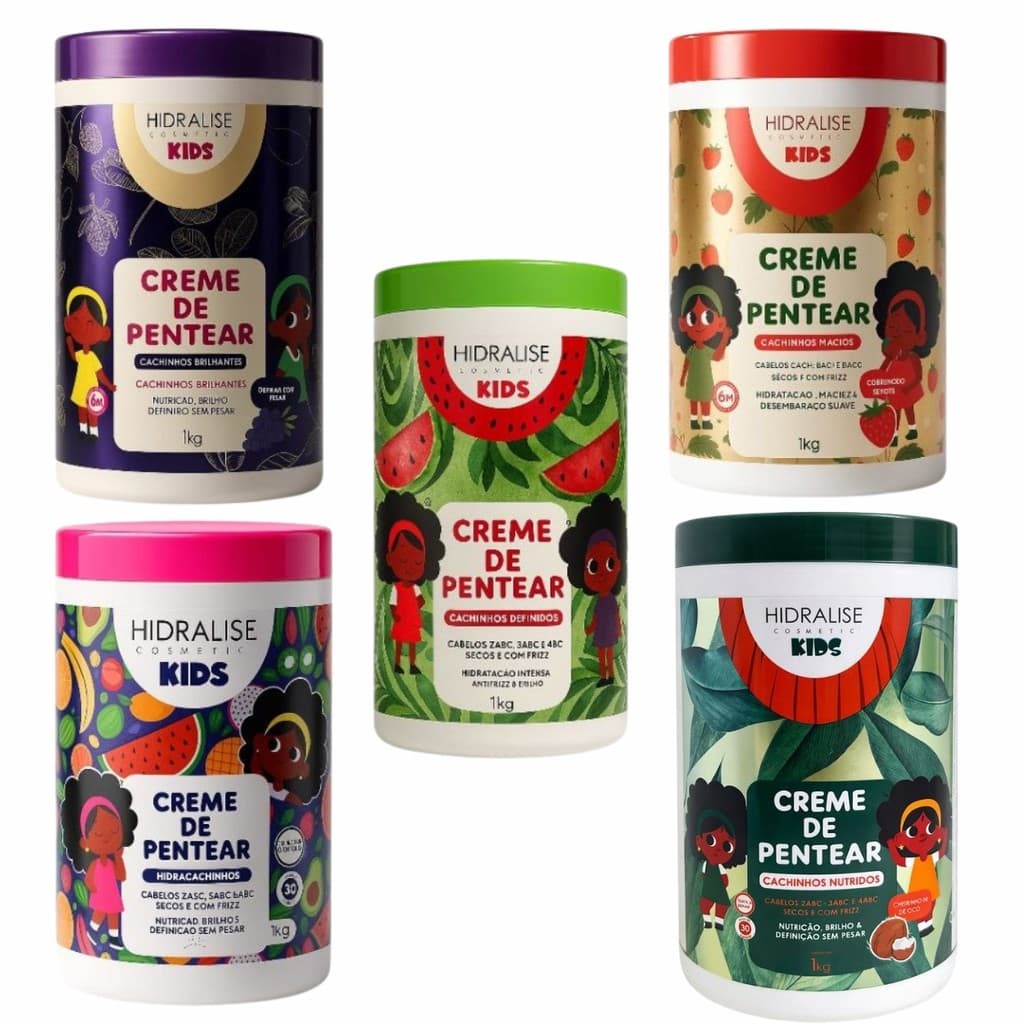 Creme de Pentear Cachinhos Kids 1kg - Hidralise Fitagem Dedoliss Cachos Anti Frizz Infantil Meninas
