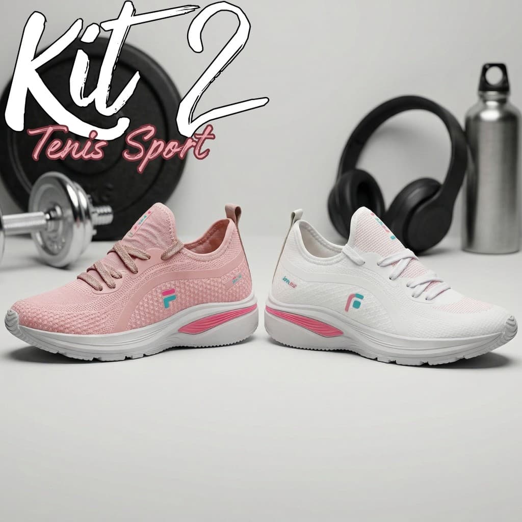 Kit 2 Pares Tênis Feminino Lançamento Casual para Academia e Caminhada com Amortecimento - Jumper