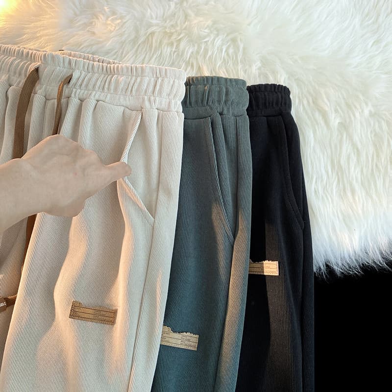 Calças masculinas 2025 primavera outono novo estilo calças esportivas de perna reta Street Wear solto perna larga calças