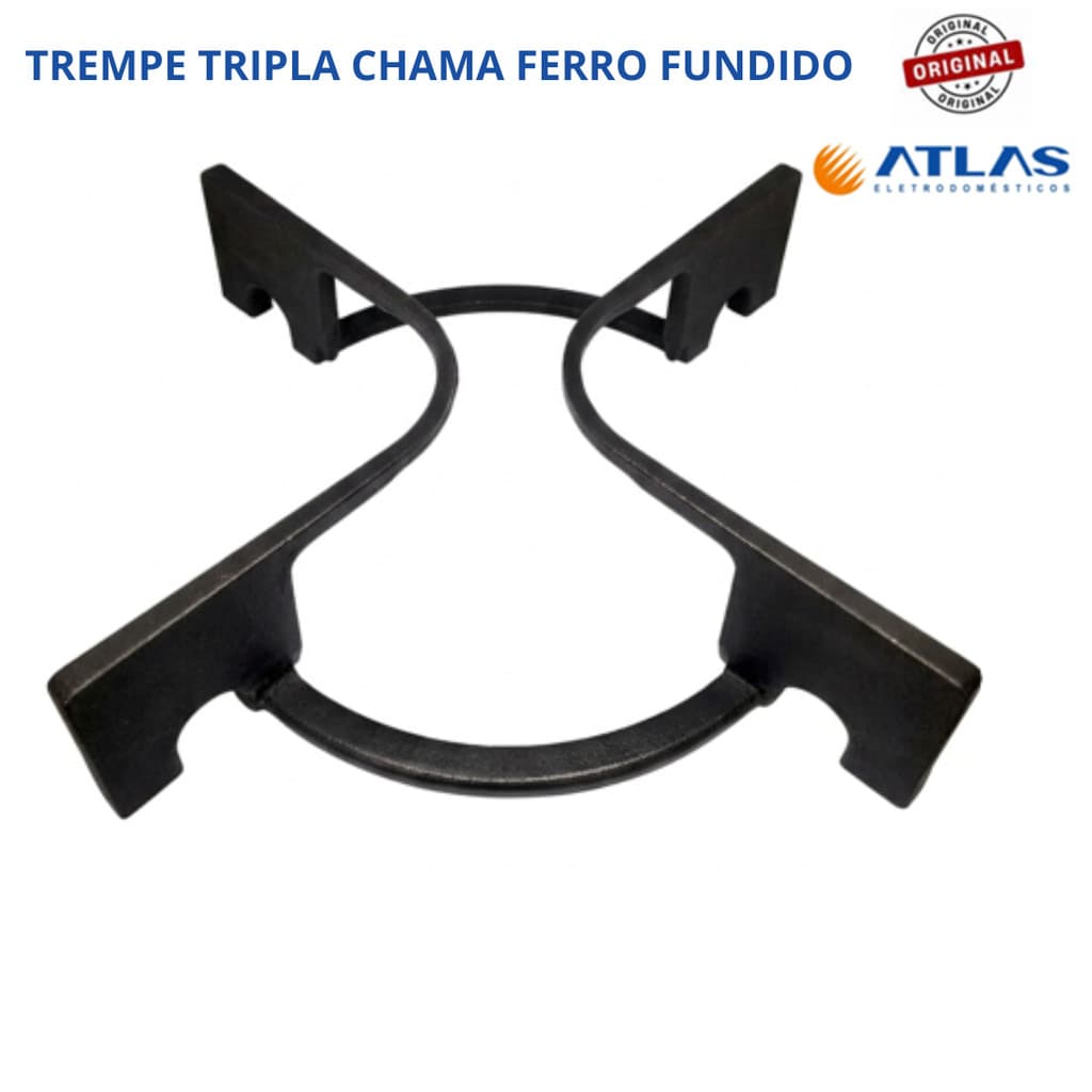 Trempe Grade Grelha Ferro Fundido Grande Tripla Chama  Atlas Agile