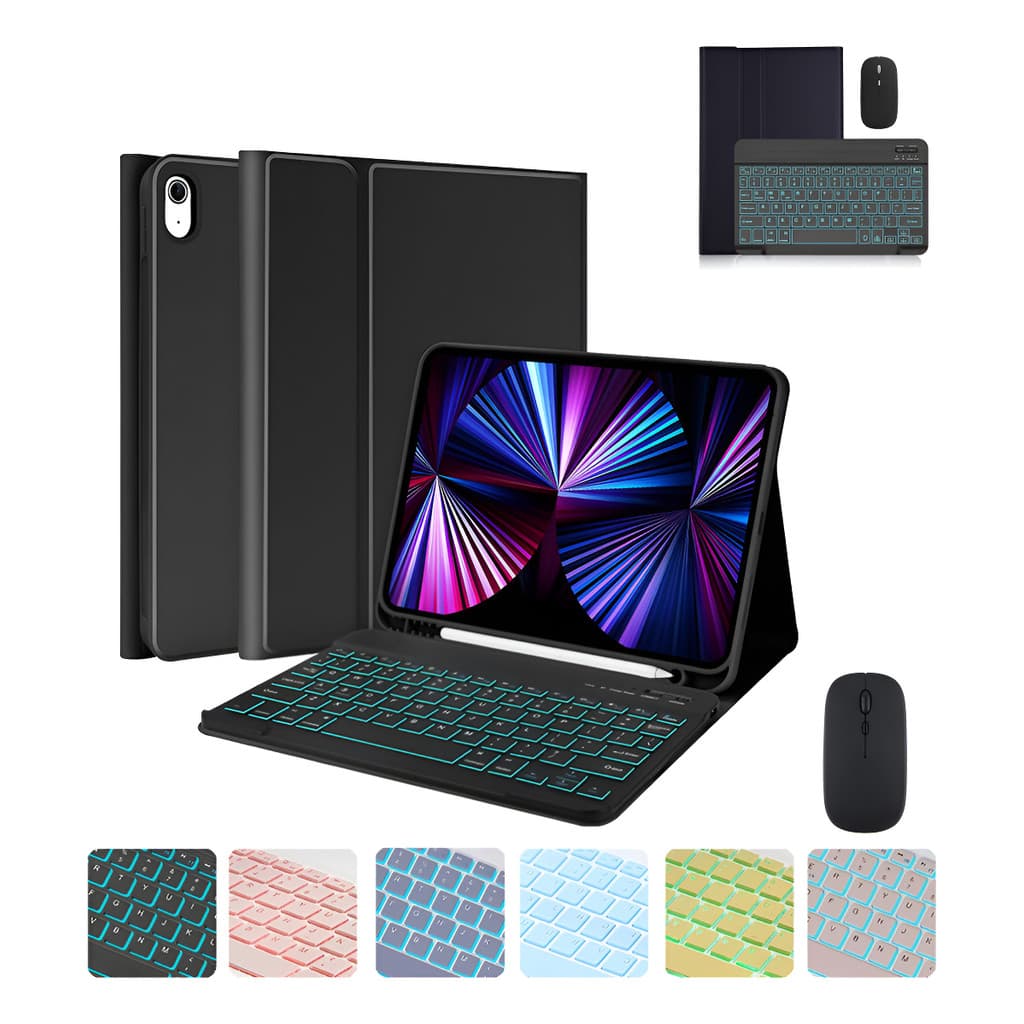 capa com teclado iluminado e mouse para Samsung Tab A7 A8 S6 lite S7 S8 S8 Ultra S7+ S8+ S7FE A9+
