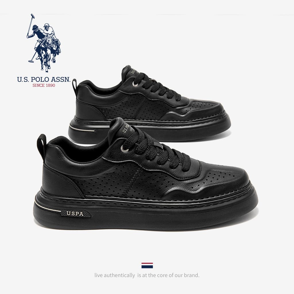 USPA American Polo Association Sapatos Masculinos Genuínos 2025 Novo Estilo Outono Respirável Tênis Esportivos Casuais S