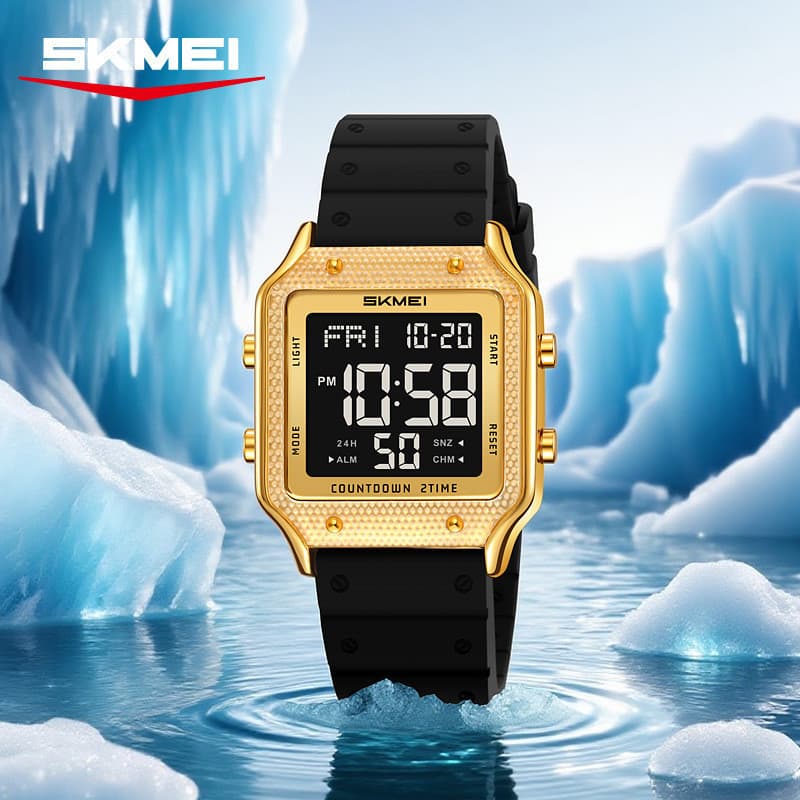 SKMEI Fashion Square All-Match Relógio Eletrônico Moderno Pulseira de Silicone Multifuncional Relógio Luminoso À Prova D