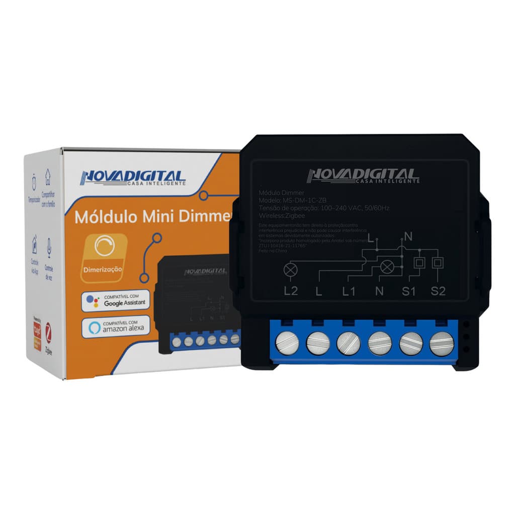 Mini Módulo Dimmer Inteligente Zigbee  2 Canais Novadigi 2 Canais 127/220v MS-DMZB-2