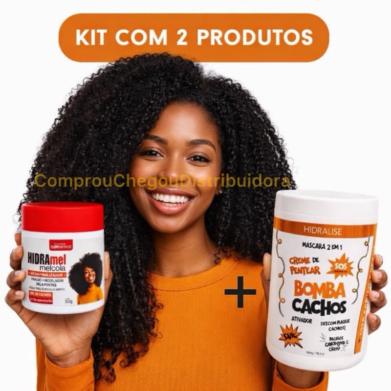 KIT Mel Cola + Creme de Pentear Ativador De Cachos  - Cabelo Cacheado Crespo  Bomba Cachos 1kg