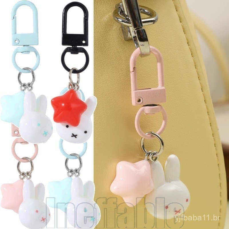 Conjunto de 1/3/5 peças de chaveiros fofos da Miffy em formato de estrela - decorações para chaveiros - decoração DIY pa