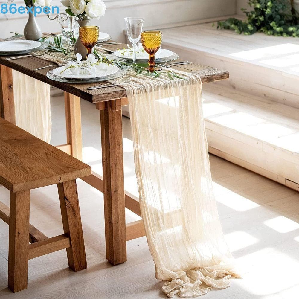 Toalha De Mesa De Gaze EXPEN1 , Corredores Rústicos De 90x180/300cm , Decoração De Casamento Boho Multicolorida