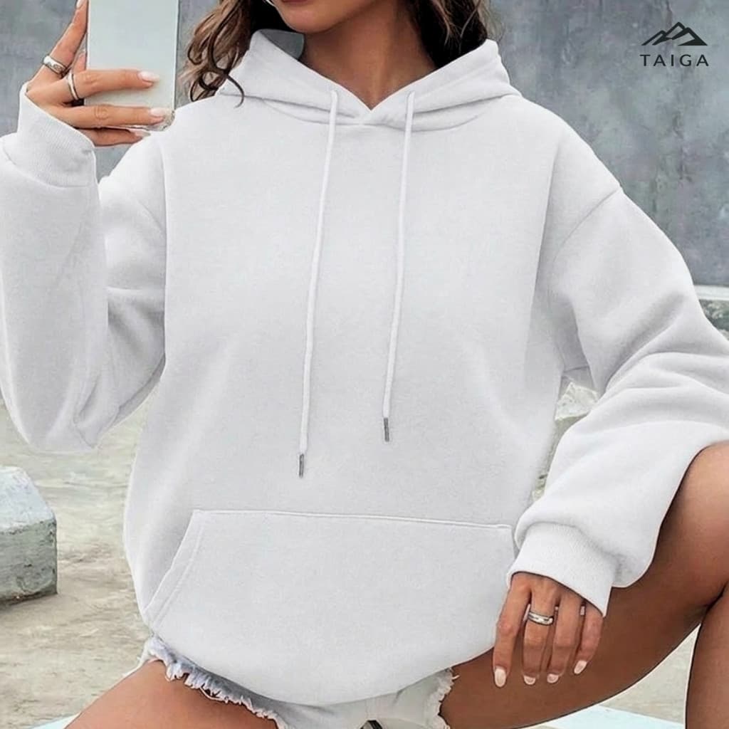 Moletom Canguru Interior Flanelado Blusa de Frio Casaco Inverno Manga Longa com Touca e Bolso