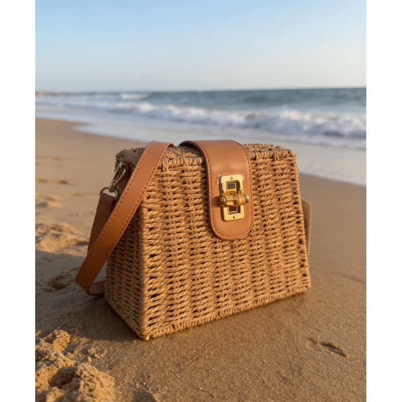 Bolsa Média Feminina Palha Sintética De Praia