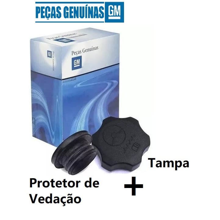 Kit Tampa + Protetor vedador reservatório de direção hidráulica - Prisma, Cobalt, Onix, Spin, Sonic, 95218391 + 95218390