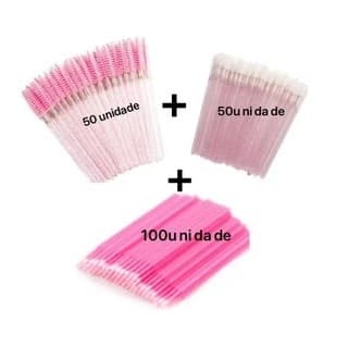 Kit 100 Microbrush + 50 Escovinha + 50 Aplicador Cílios Lash