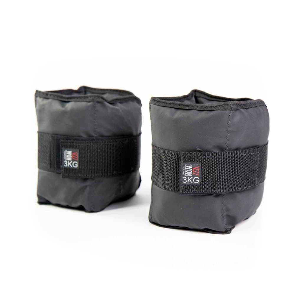 Caneleira Tornozeleira Peso 3kg Profissional Velcro Preta Won