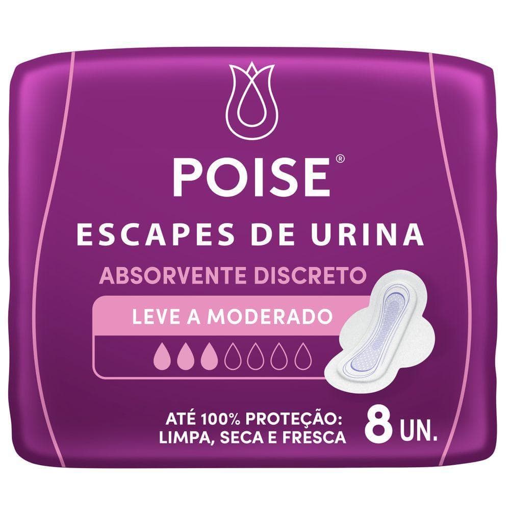 ABSORVENTE POISE DISCRETO ESCAPES DE URINA MODERADO 8 UNIDADES