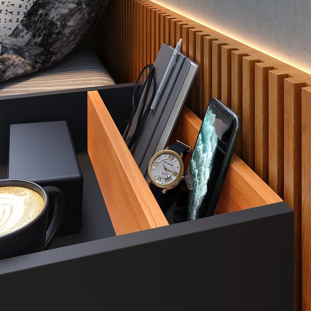 Kit 2 Apoio de Cama Mesa Ciador Mudo Suspensa *Madri* Porta Celular e Nicho Kit Criado Diversas Cores