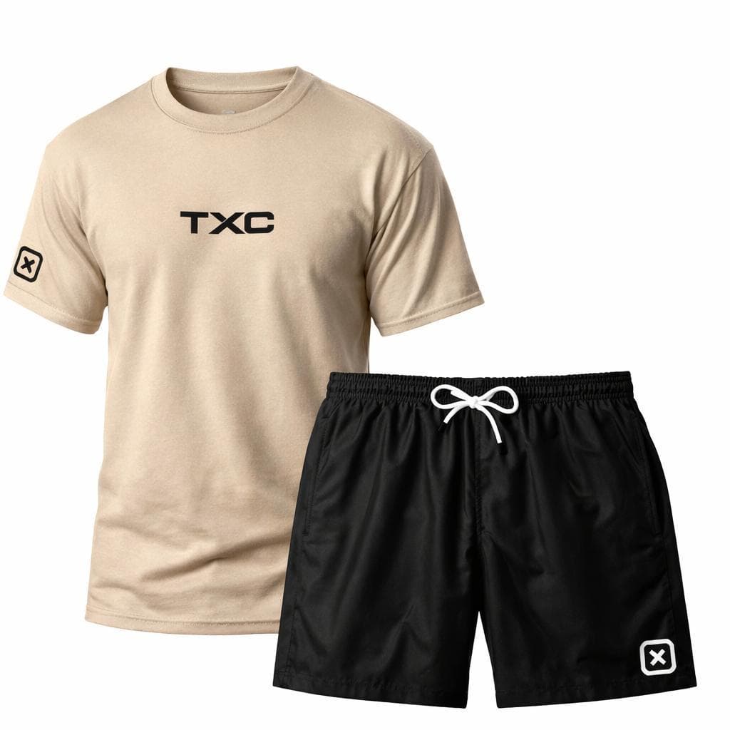 Camiseta e Short Masculino Camisa Algodão Country Bermuda Tactel Masculino