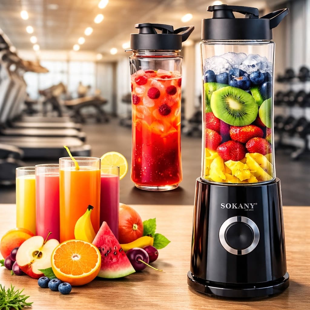 Liquidificador De Mão Sokany 500ml 110v Ou 220v Garrafa Elétrica Portátil Para Shakes E Sucos Pronta Entrega