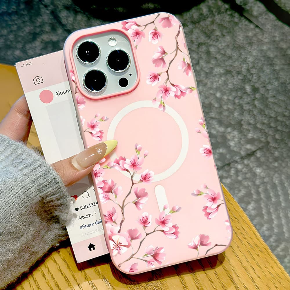 Capa Capinha Para iPhone 16 15 14 Plus 13 12 11 Pro Max 2 Em 1 Flor Magnética Carga Sem Fio Fosco Silicone Anti-Impacto