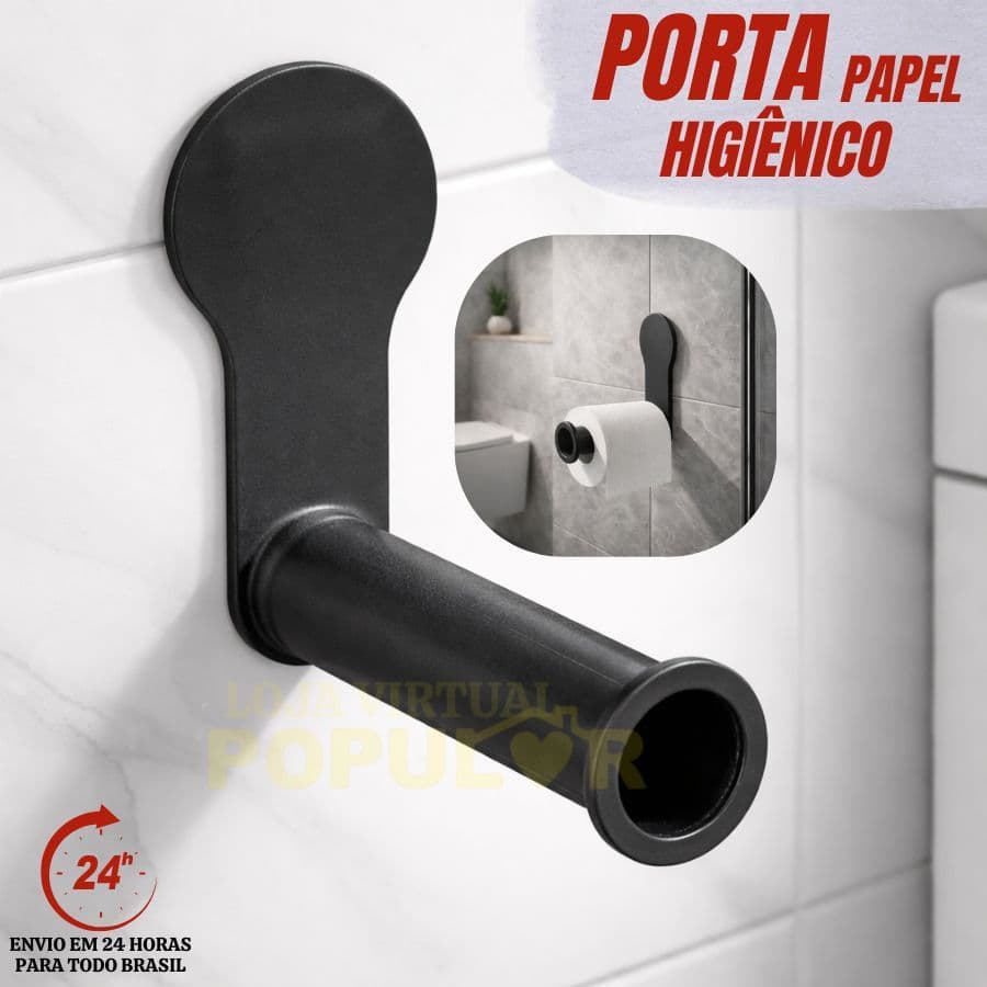 Porta Papel Higiênico De Plástico Suporte de Papel Para Banheiro Preto