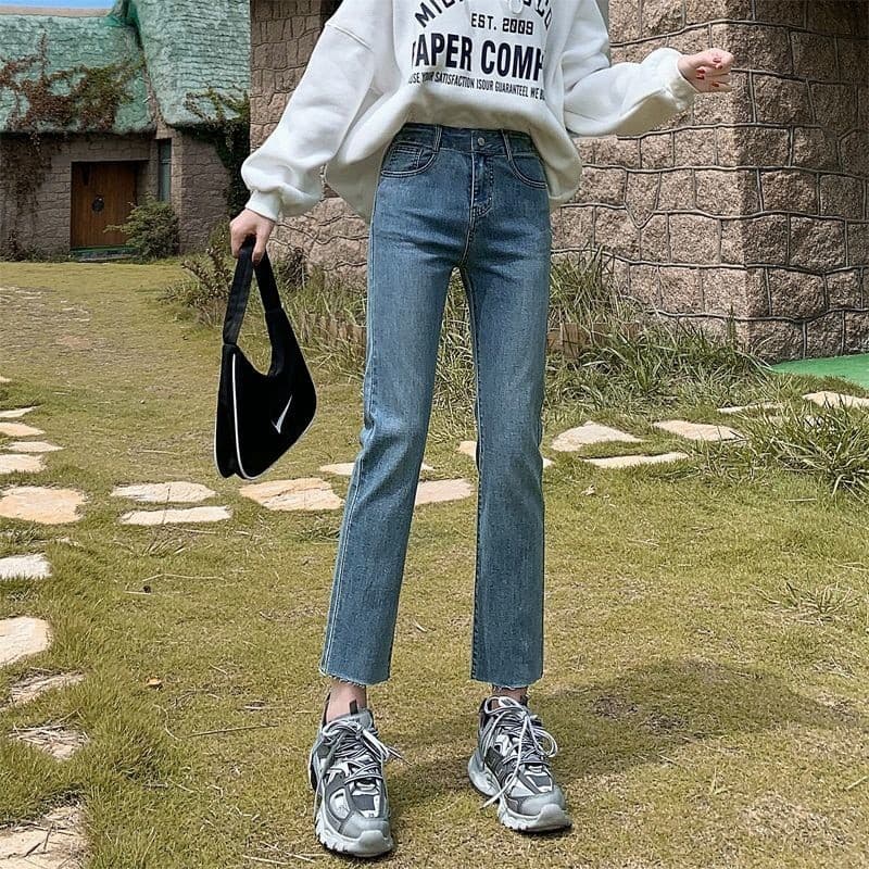 Primavera cigarro Jeans estudantes do sexo feminino novo estilo versão coreana mais magro olhar cintura alta pequenas ca