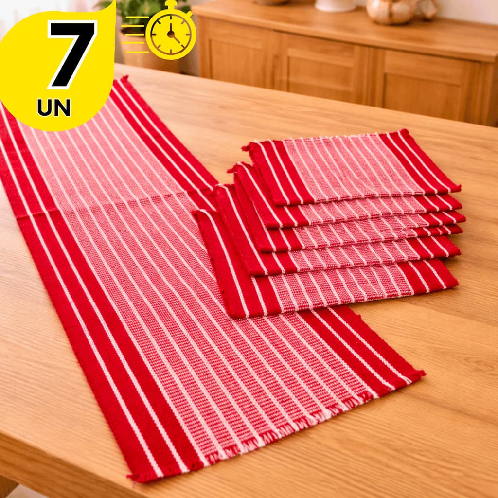 Kit Jogo Americano Algodão Mesa Posta Lugar Peça Americana Caramelo Artesanal | 4 Pçs | 7 Pçs