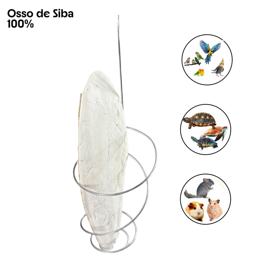 Osso Choco PP 10g á 25g Osso de Siba Sépia + Suporte - Passaros, Roedores e Tartarugas
