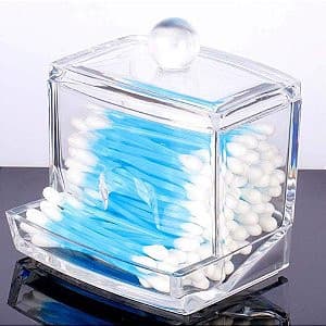 Dispenser Cotonete Acrílico Tampa Transparente Porta Algodão Organizador Banheiro