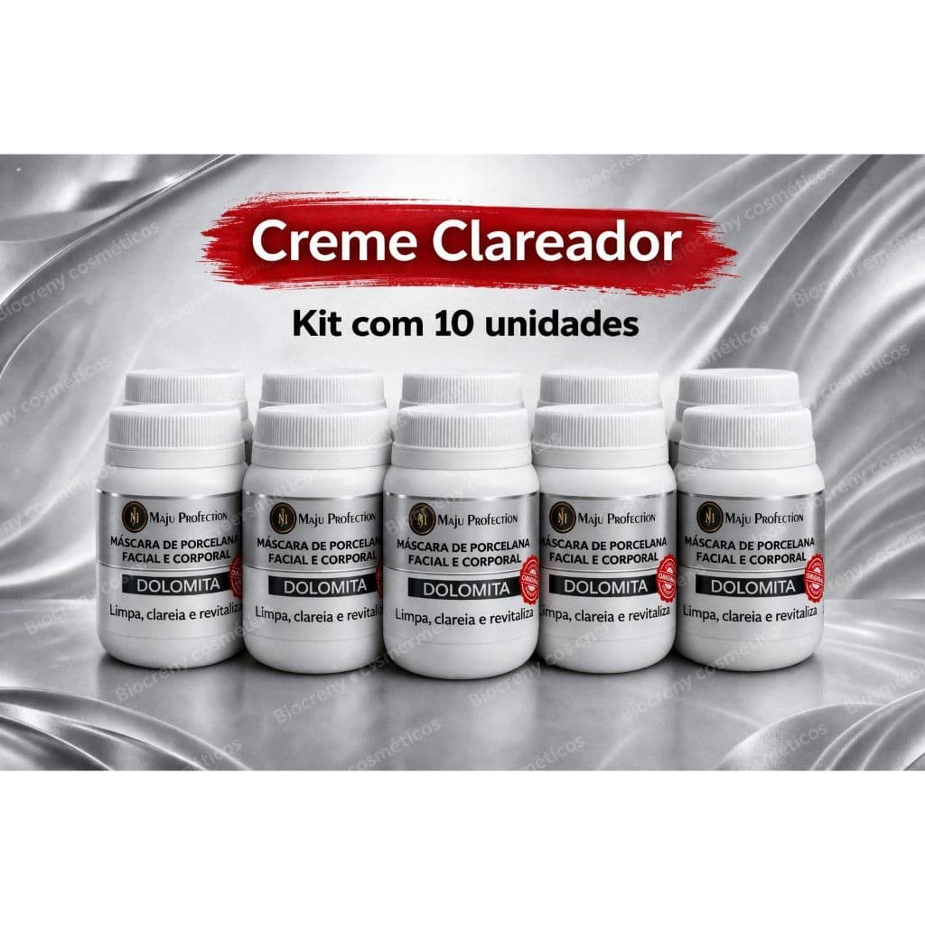 Kit 10 Creme Clareador Dolomita Tira Manchas Facial Corporal Anti Melasma Acne Pele Lisa