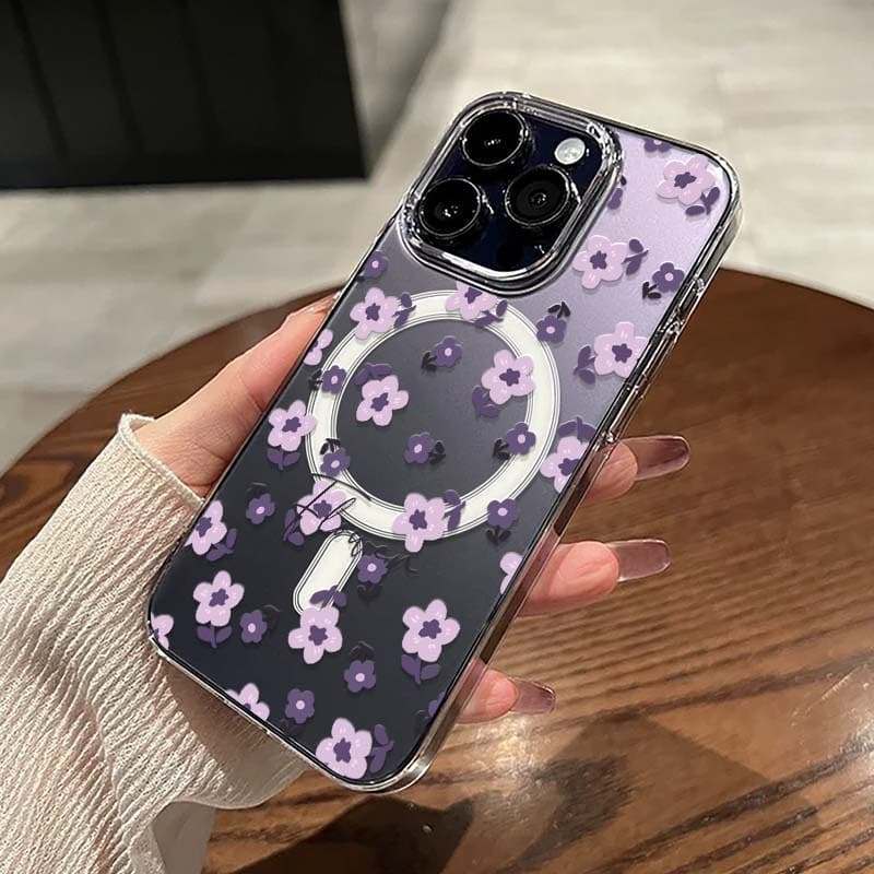 Funda para Teléfono - Una Funda Transparente para Teléfono con un Estampado de Mariposa Morada que es a Prueba de Golpes
