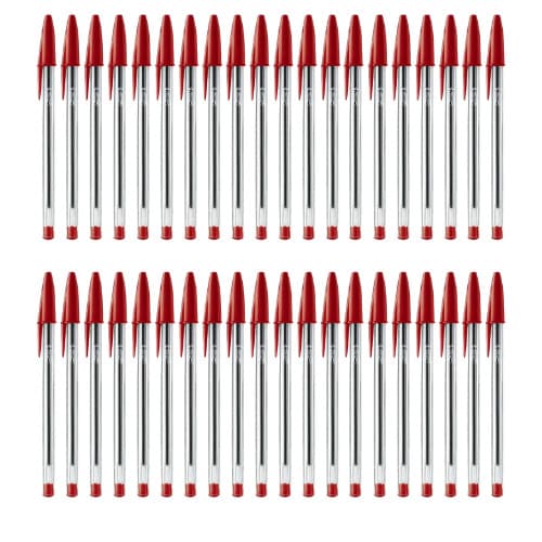 Kit 40 Canetas BIC Vermelho Original Escrita Durabilidade Ideal para Escola Escritório Dia a Dia