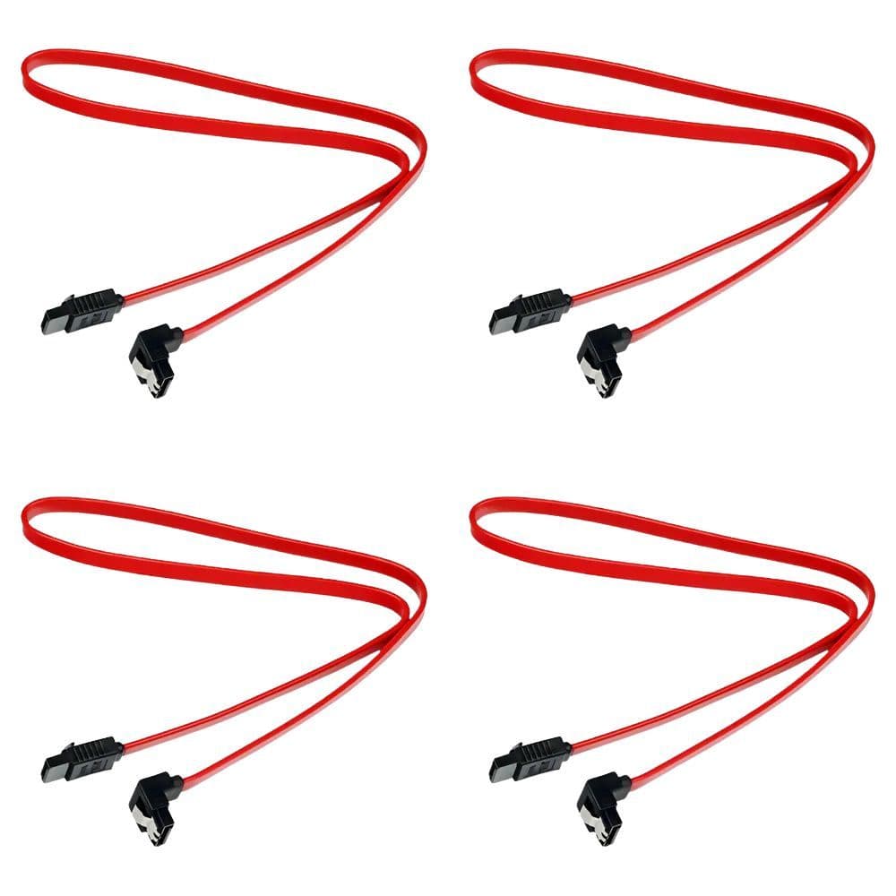 Kit 4x Cabo SATA para HD/SSD Vermelho com Conector em L