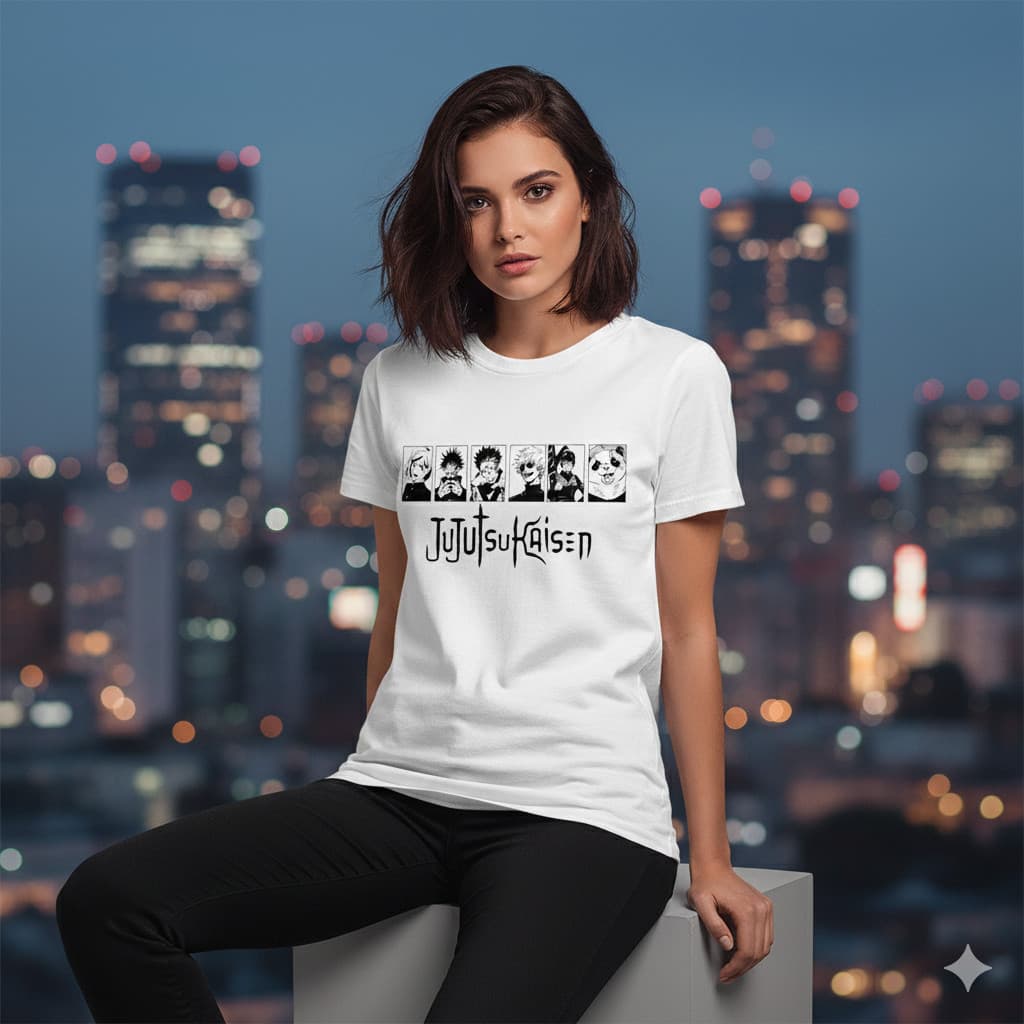 Camiseta Jujutsu Kaisen em Algodão Premium Unissex Anime Gola Redonda Estilo Otaku