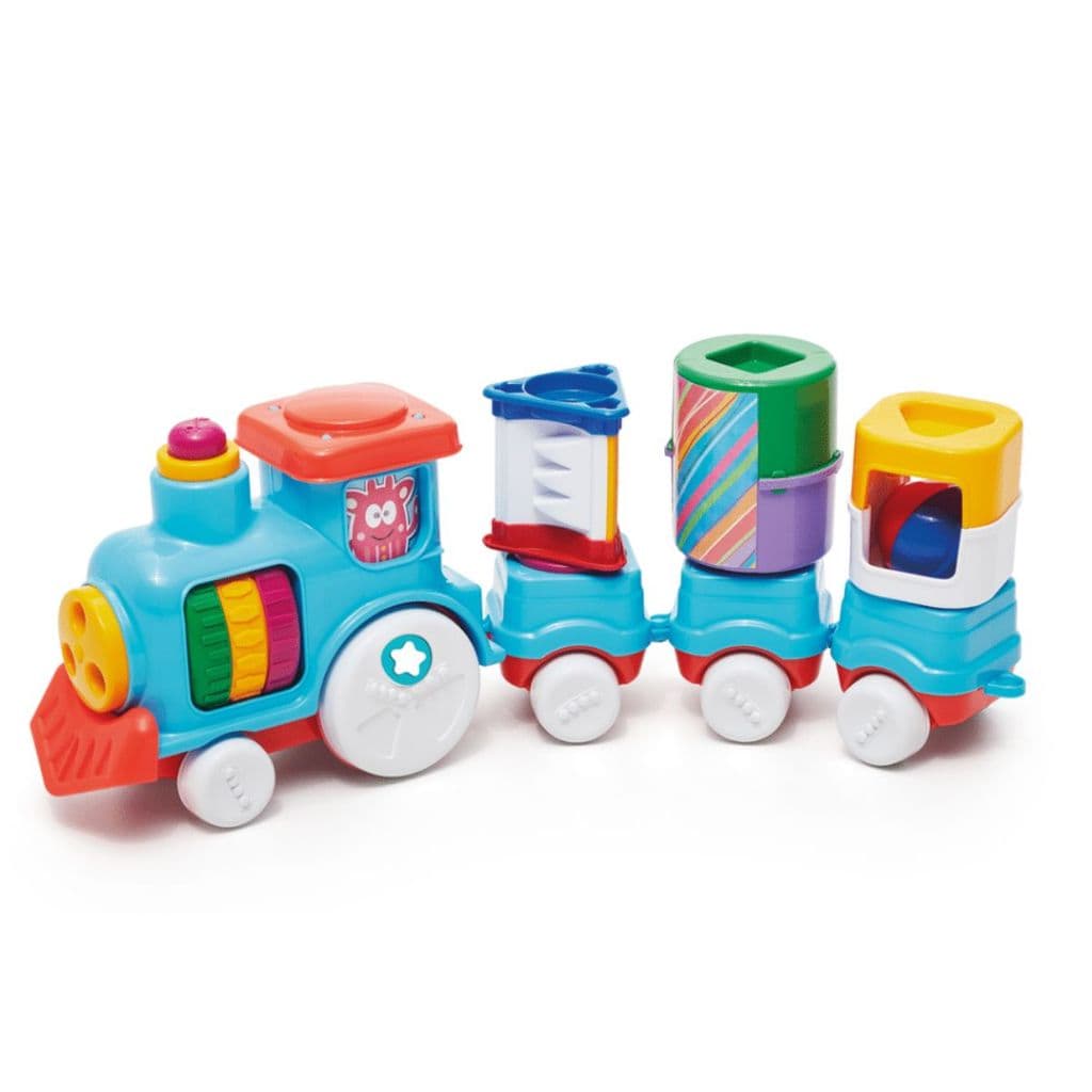 Brinquedo De Bebe Didatico Anima Trem Block Azul Tateti