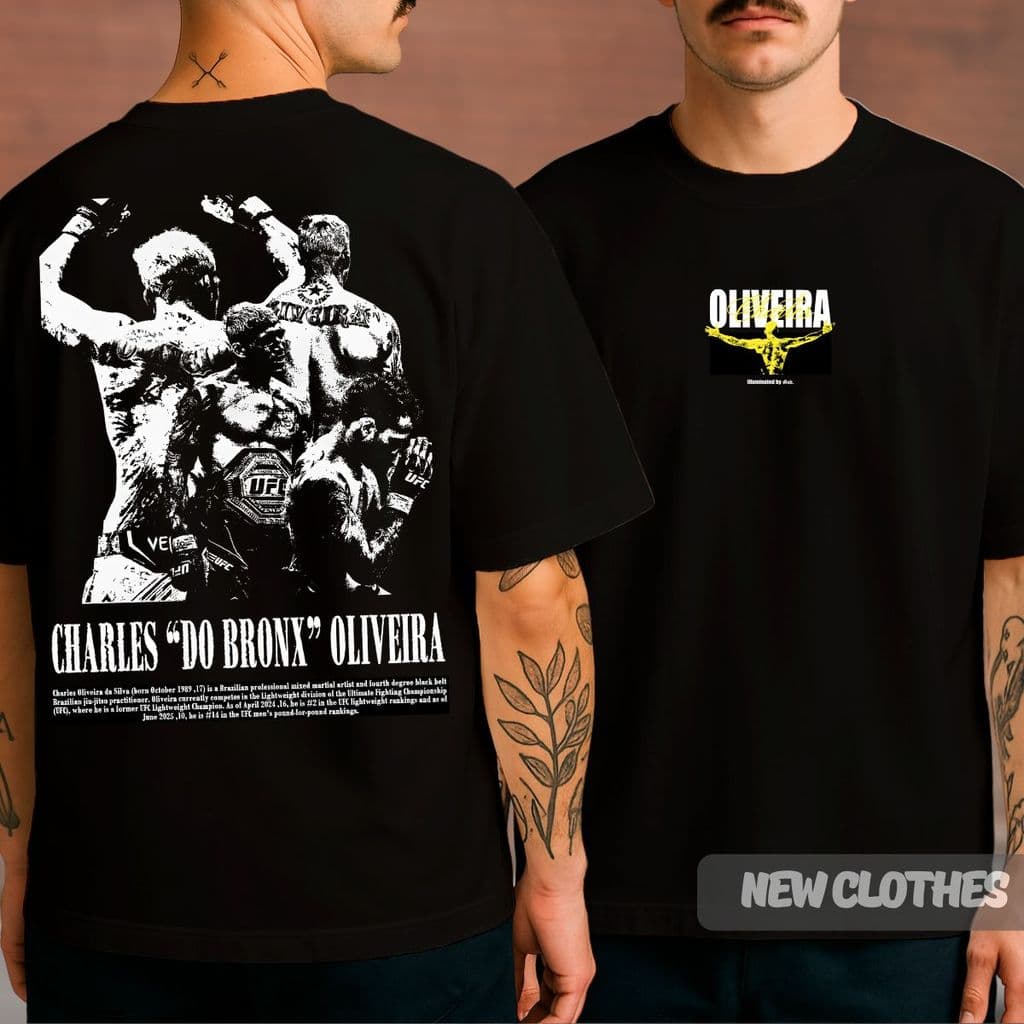Camiseta Unissex Charles "Do Bronx" Oliveira Lutador Campeão MMA Cinturão Peso Leve