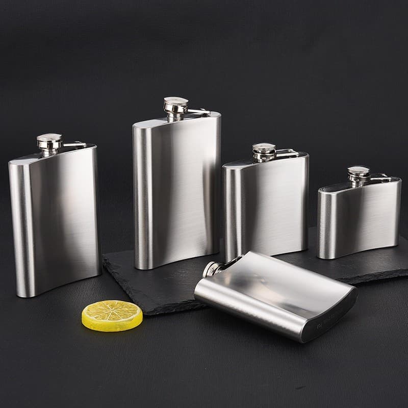 Cantil de bolso em aço inox 9 oz Porta Bebidas Whisky Vodka Rum  207ml.230ml.270ml