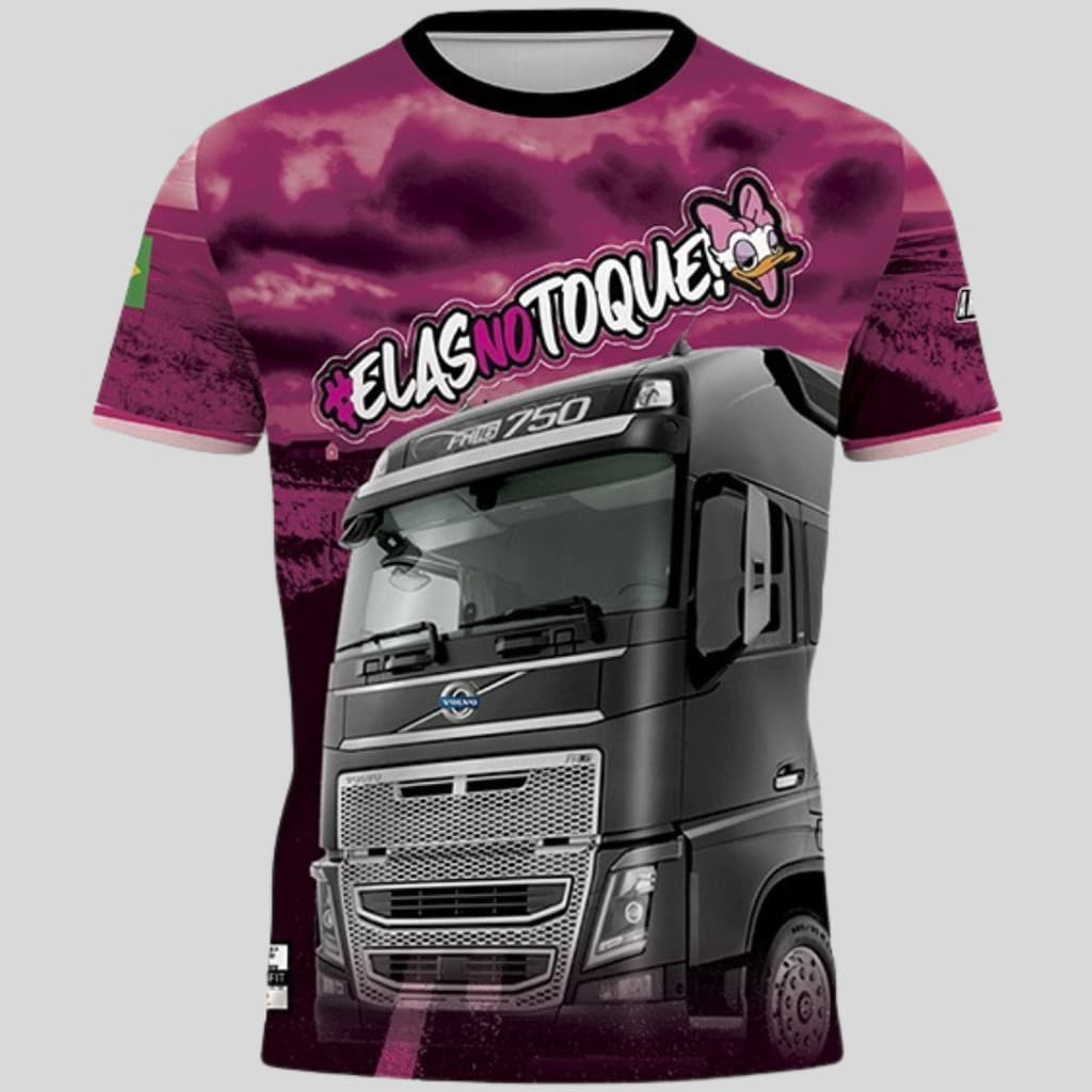 Camiseta Baby Look Feminina Caminhão Volvo Dry Fit Manga Curta Elas No Toque
