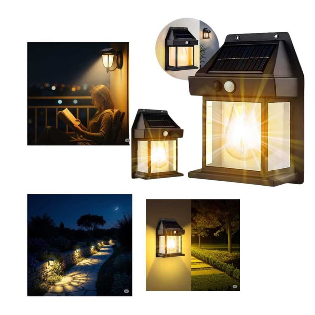 Luminária Solar Arandela De Parede LED Luz Quente Sensor Movimento Prova D'Água Jardim Quintal  ☀️🏡✨