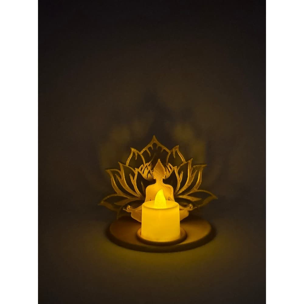 Luminária Decorativa Meditação Zen Dourada - Design Exclusivo
