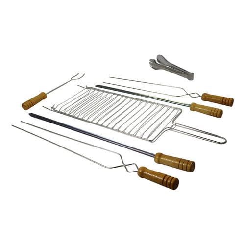 KIT CHURRASCO COMPLETO 7 PECAS  PRATICIDADE E RESISTENCIA