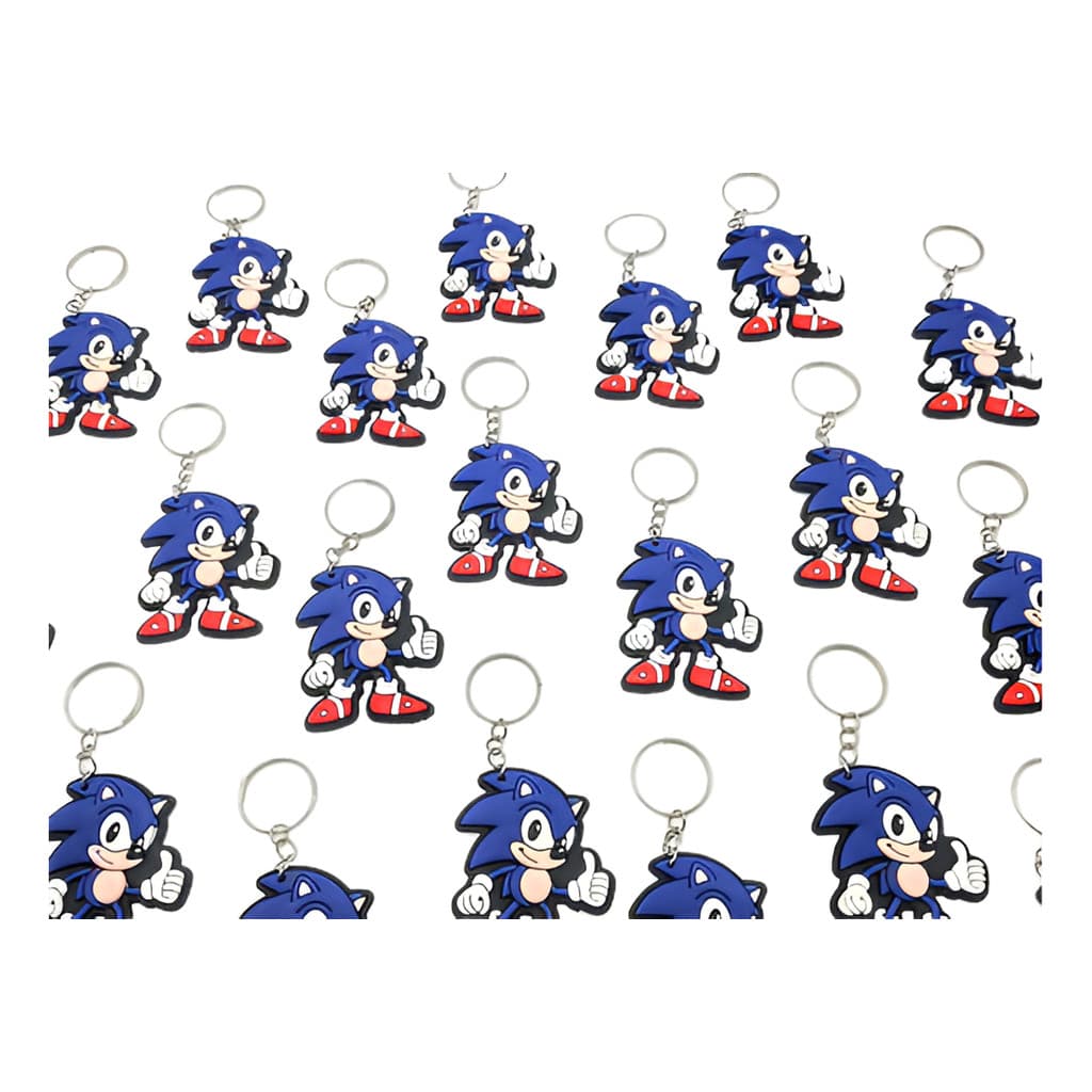 Chaveiro Sonic Azul 10 Unidades Borracha Presente Aniversário Infantil