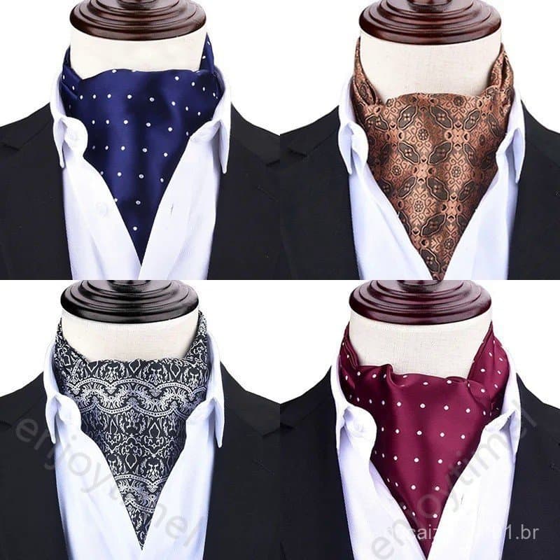 Homens Vintage Polka Dot Casamento Formal Cravat Ascot Scrunch Auto estilo britânico Cavalheiro Poliéster Pescoço Gravat