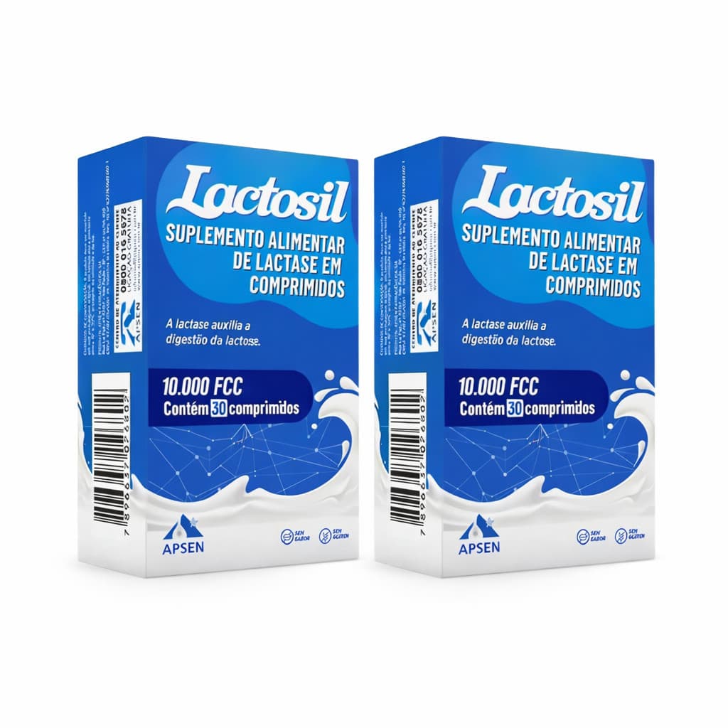 Kit Com 2 Lactosil 10.000 Fcc – Suplemento Lactase Sem Glúten Ou Lactose Para Digestão Leve E Segura