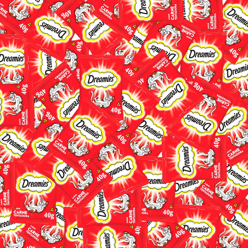 Kit com 20 Petisco Dreamies Carne Gatos Adulto 40g