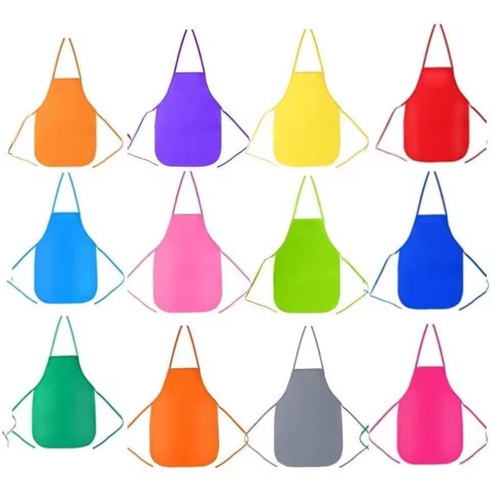 12 Peças Aventais Infantis Coloridos Em Tecido Não Arte Avental À Prova D'água Crianças Liso De Pintura Descartáveis Coz