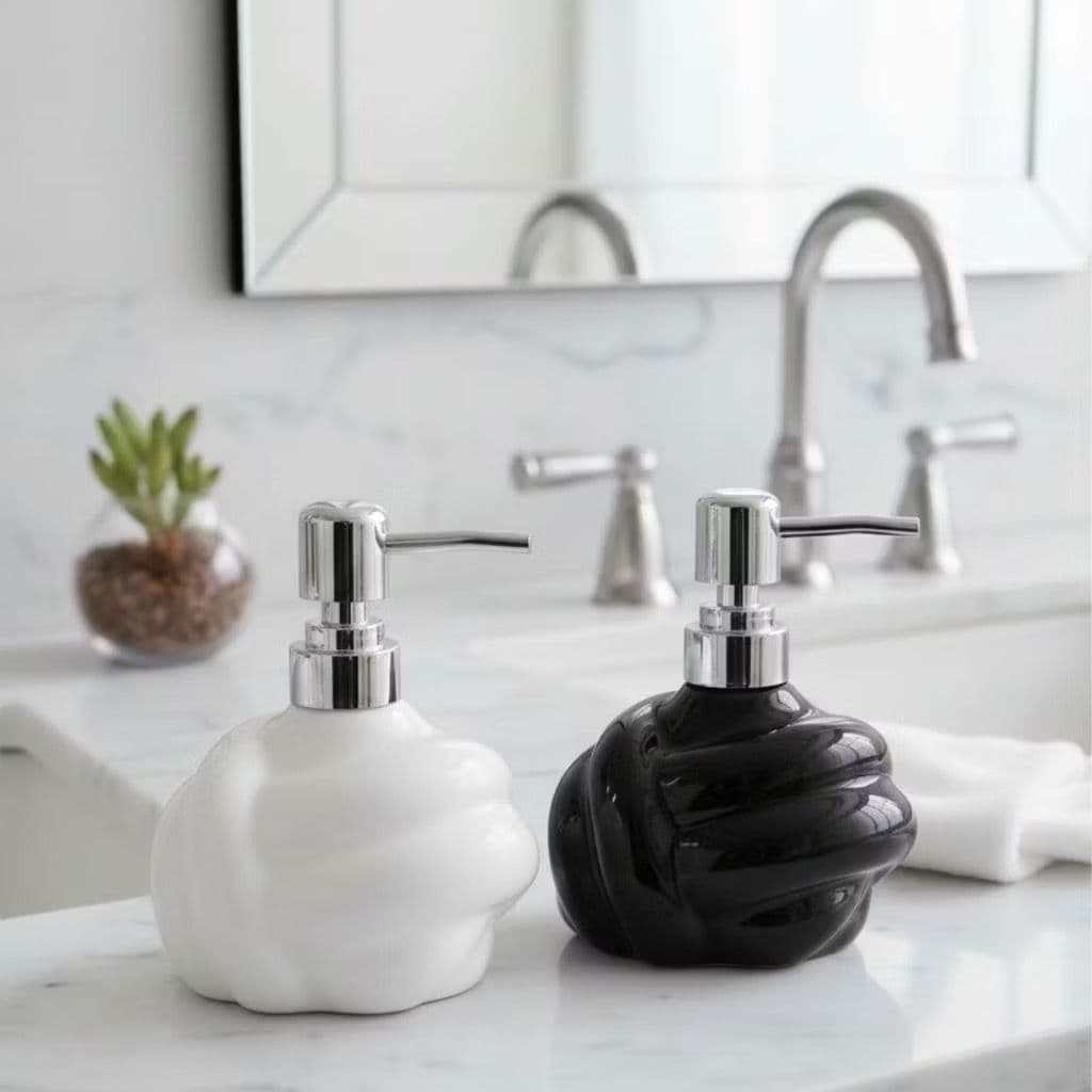 Porta Sabonete Liquido de Porcelana Premium de Luxo Porta Sabonete Liquido Lavabo Elegante de 360ML 14x12cm - 1064