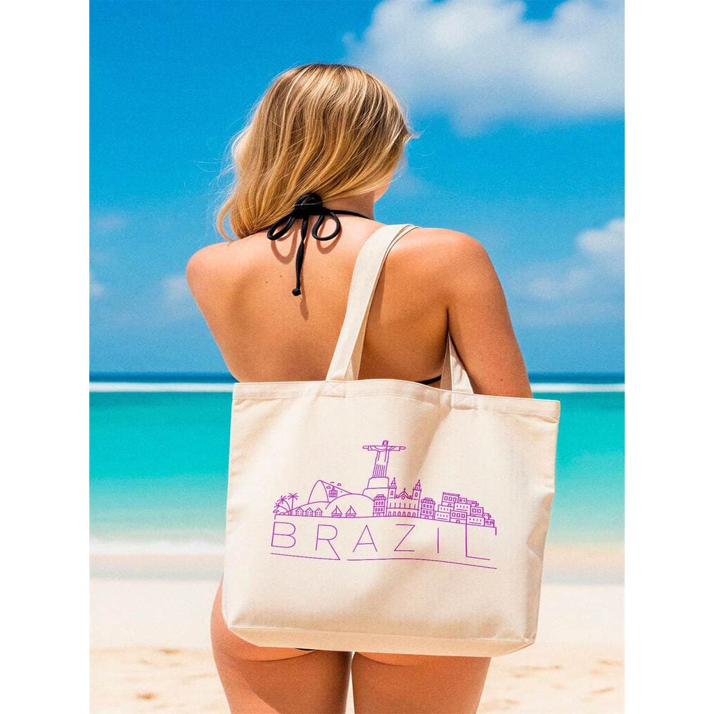 Ecobag Turística Brazil Bolsa em Lona de Algodão Reforçada Sustentável