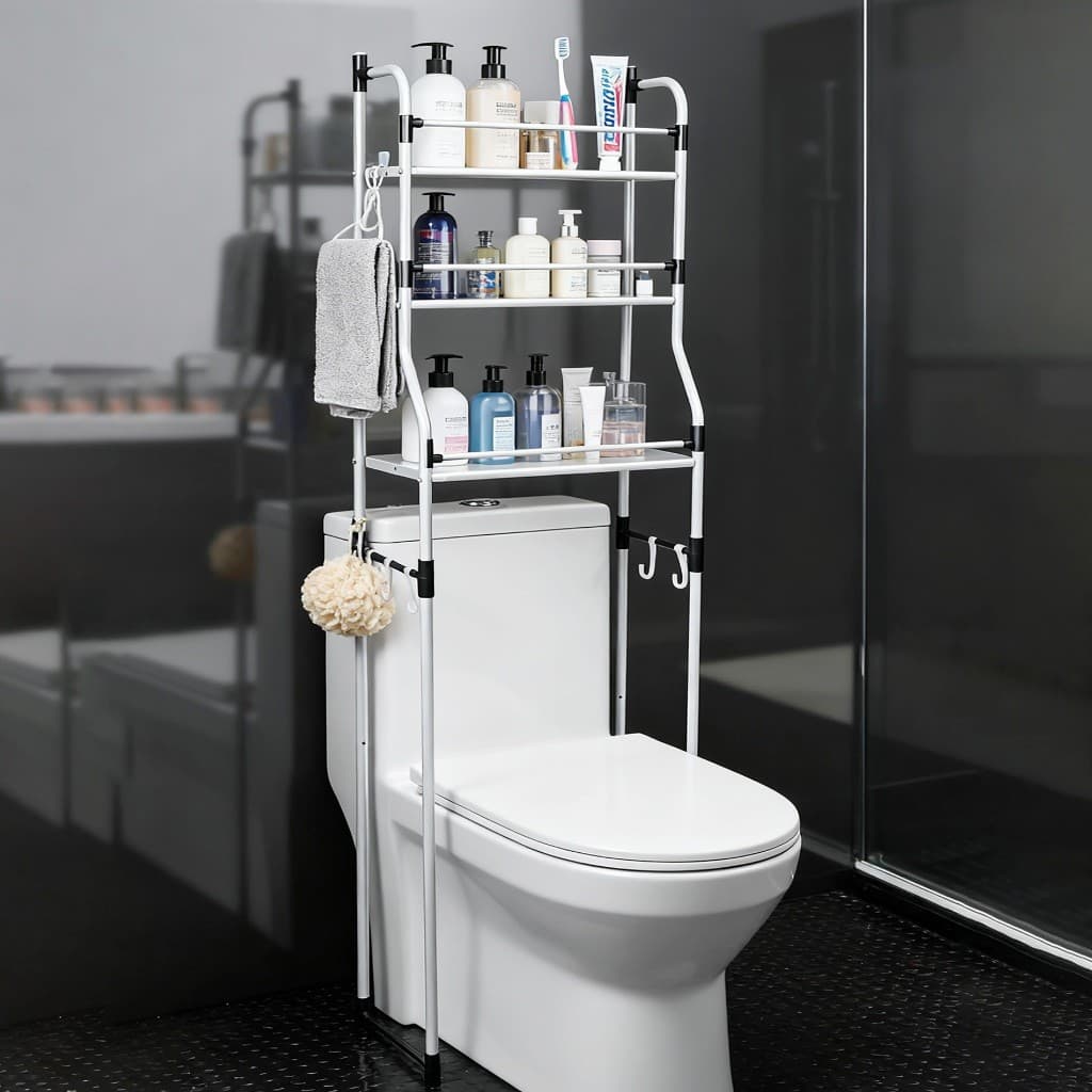 Rack Banheiro Estante Prateleira sobre vaso sanitario Metal Organizador Toalete Varanda