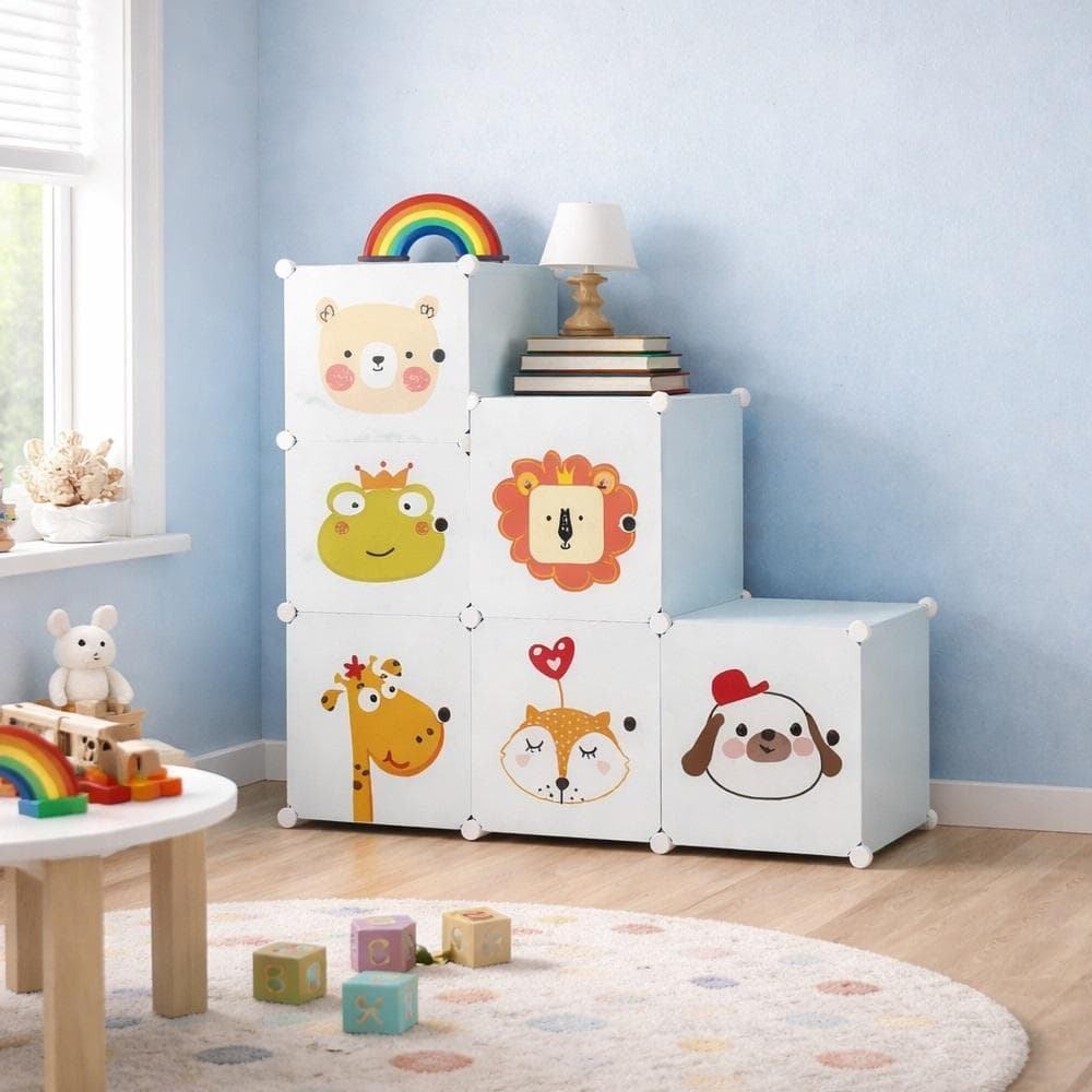 Guarda-Roupa Infantil Modular 6 Portas – Armário Multiuso Organizador de Roupas Brinquedos e Sapatos