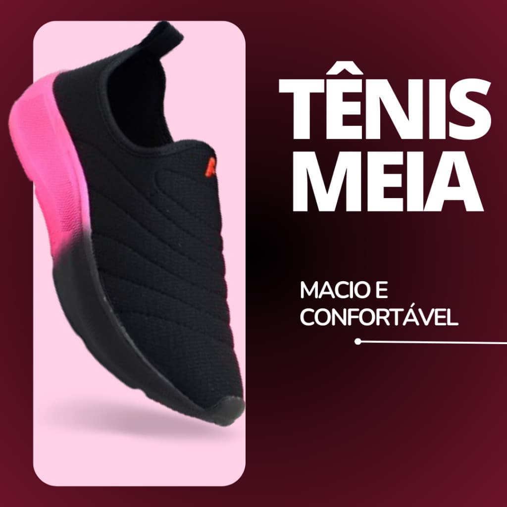 Tênis Colorido Meia Masculino/Feminino Calce Fácil