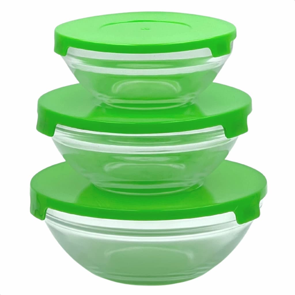 Kit 3 Potes De Vidro Redondos Com Tampas Organizadores De Alimentos Multiuso - Verde